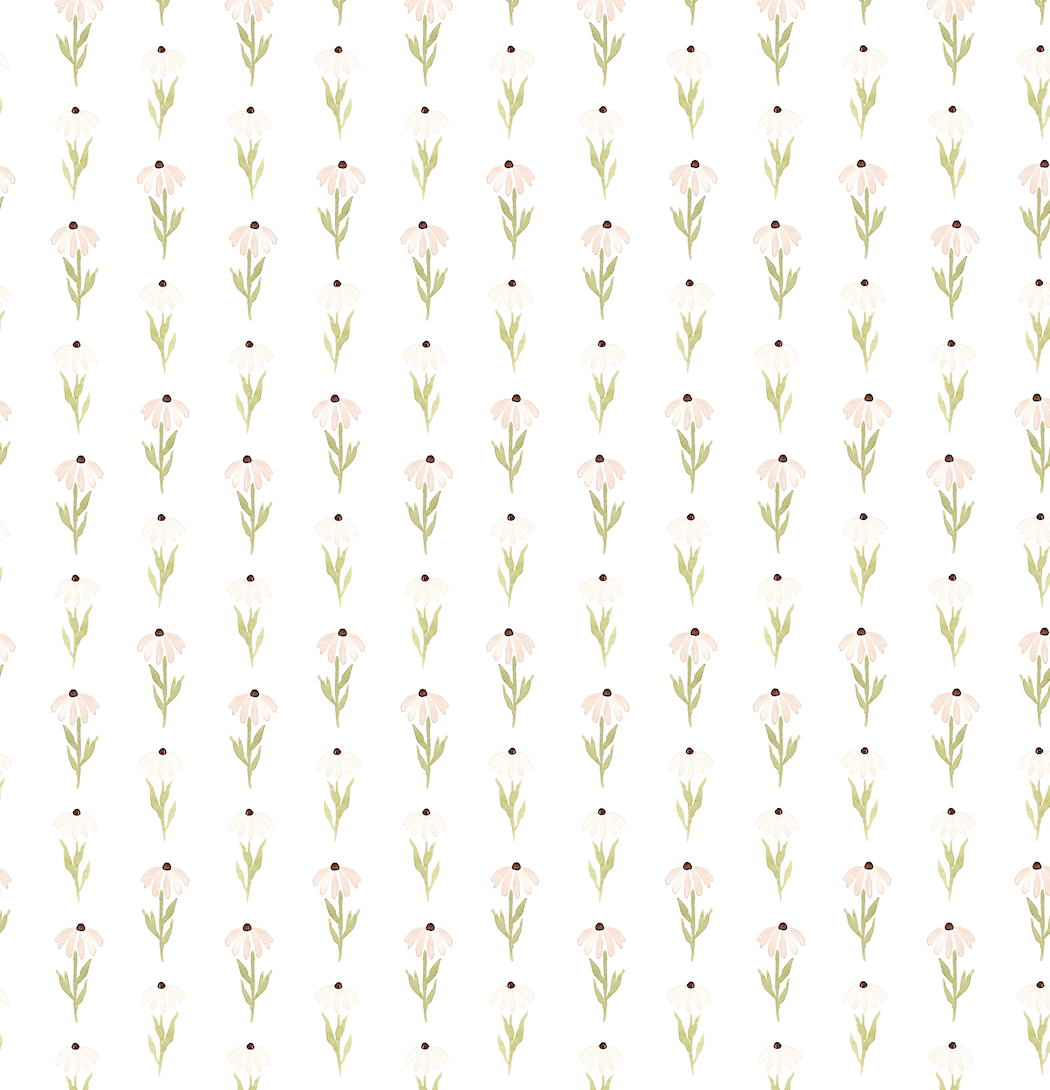 Hazel Floral Removable Wallpaper in Pink Tan and Blue-gray