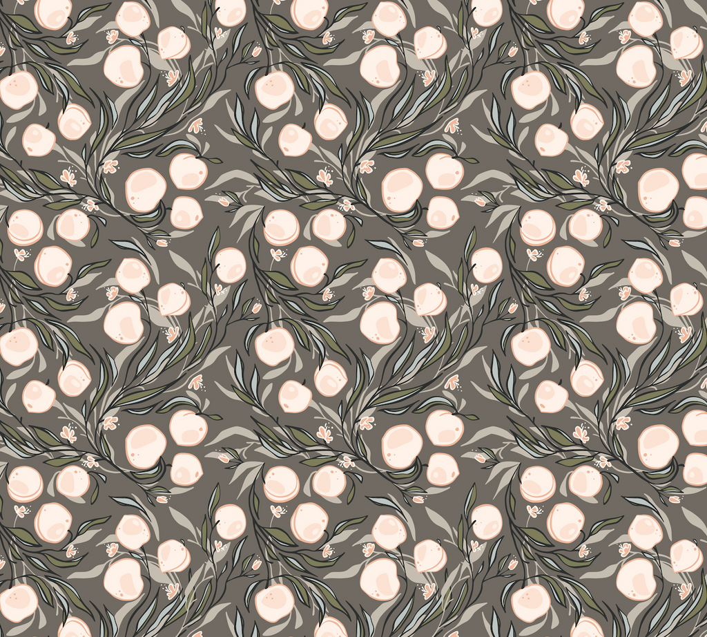 Paige Floral Removable Wallpaper in Peach, Sage-Green and Charcoal