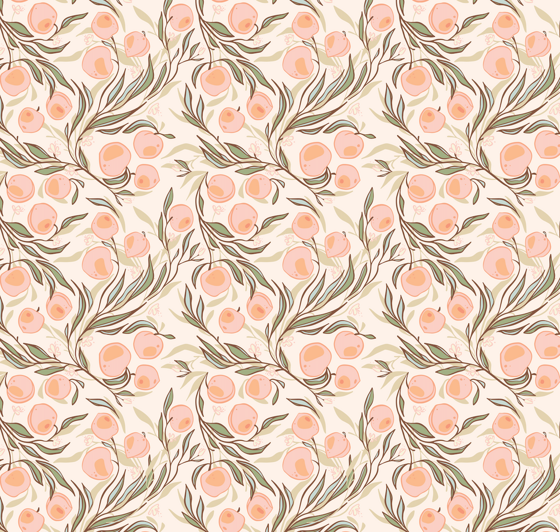 Paige Floral Removable Wallpaper in Peach, Sage-Green and Charcoal