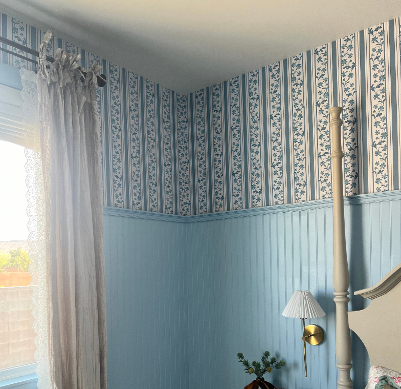 Close-up view of the Tillie wallpaper floral pattern by Anna Black Creative.