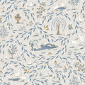 Harmony Traditional Cottagecore Wallpaper - Light Blue & Grey