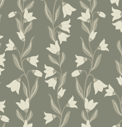 Agatha Floral Botanical Wallpaper - Sage-Green & Off-White