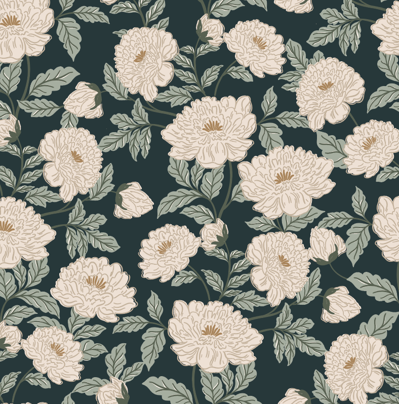 Riley Floral Removable Wallpaper in Cream and Muted Sage Green