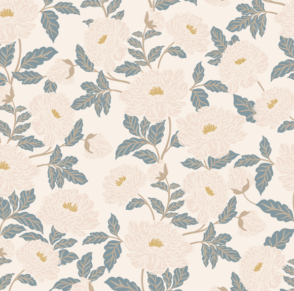 Riley Floral Removable Wallpaper in Cream and Muted Sage Green