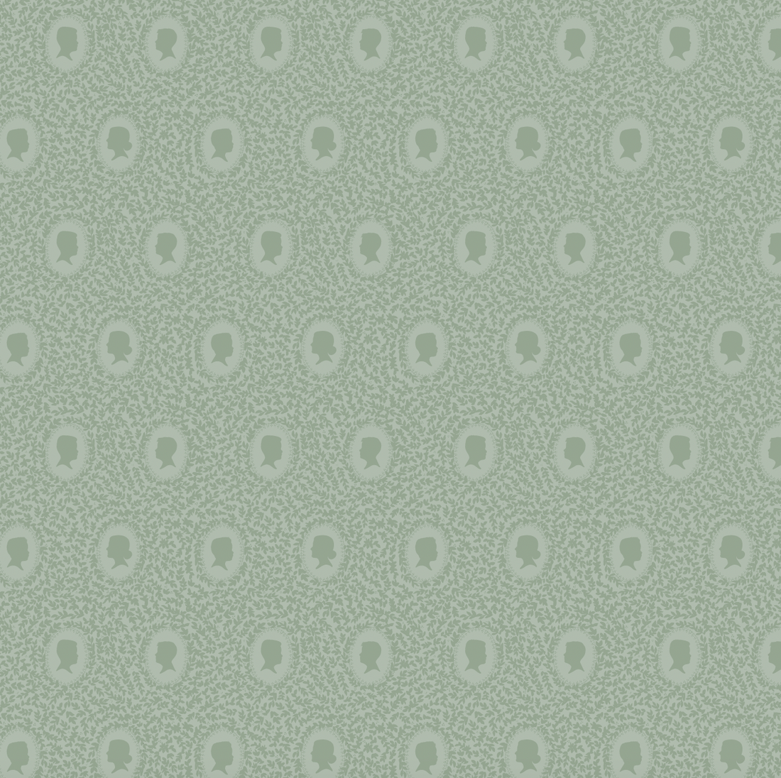 Etienne Wallpaper in Blue-Grey Muted-Sage and Dusty-Rose