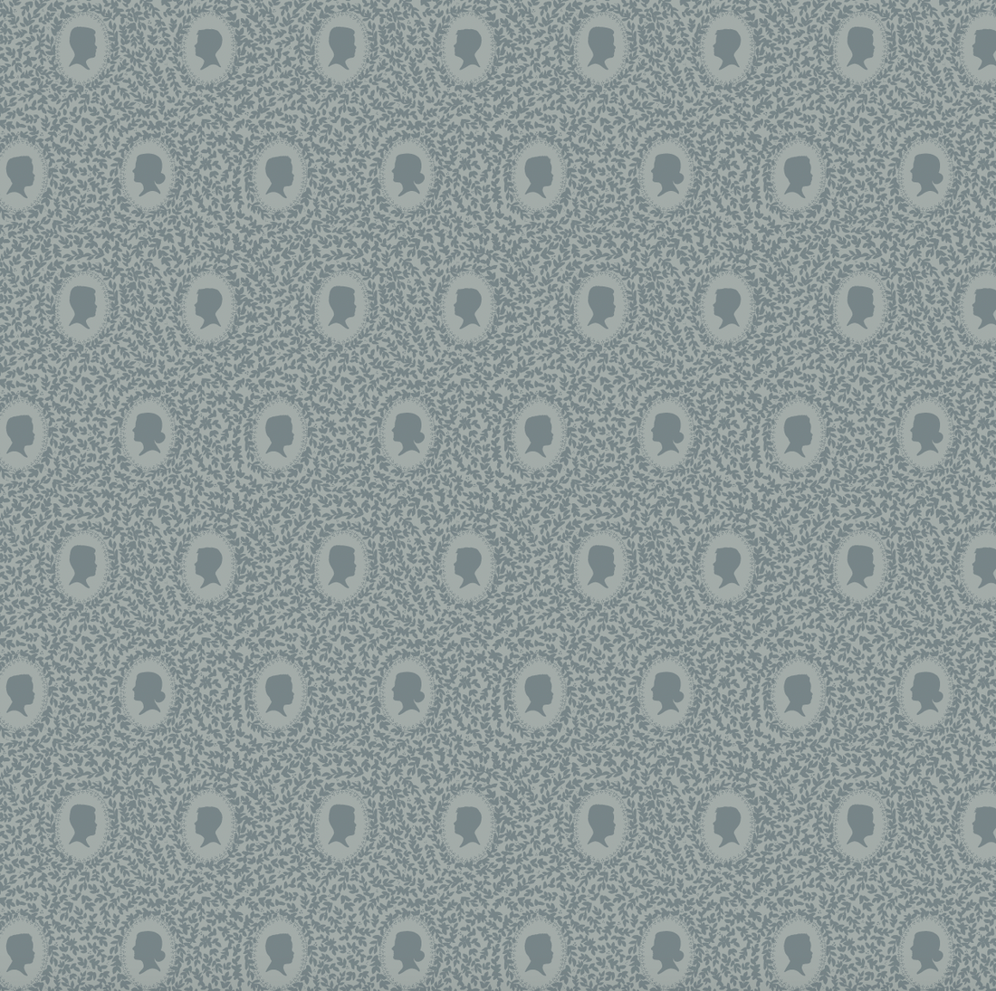 Etienne Wallpaper in Blue-Grey Muted-Sage and Dusty-Rose