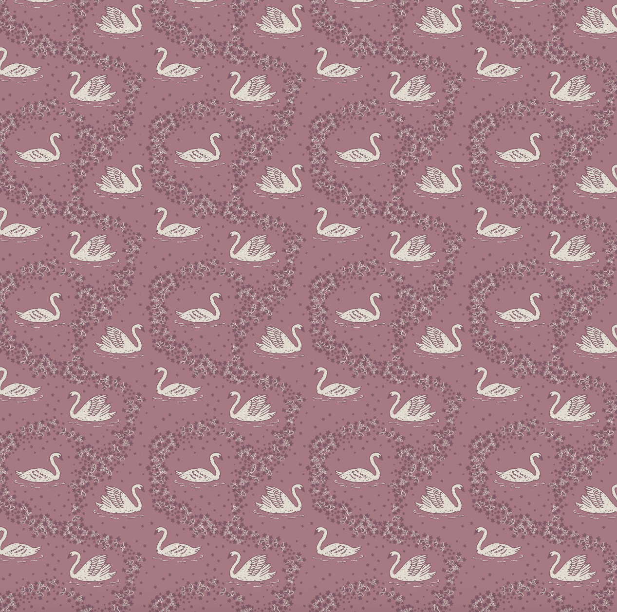 Sav Bohemian Wallpaper in Mauve, Sage-Green & Blue-Grey