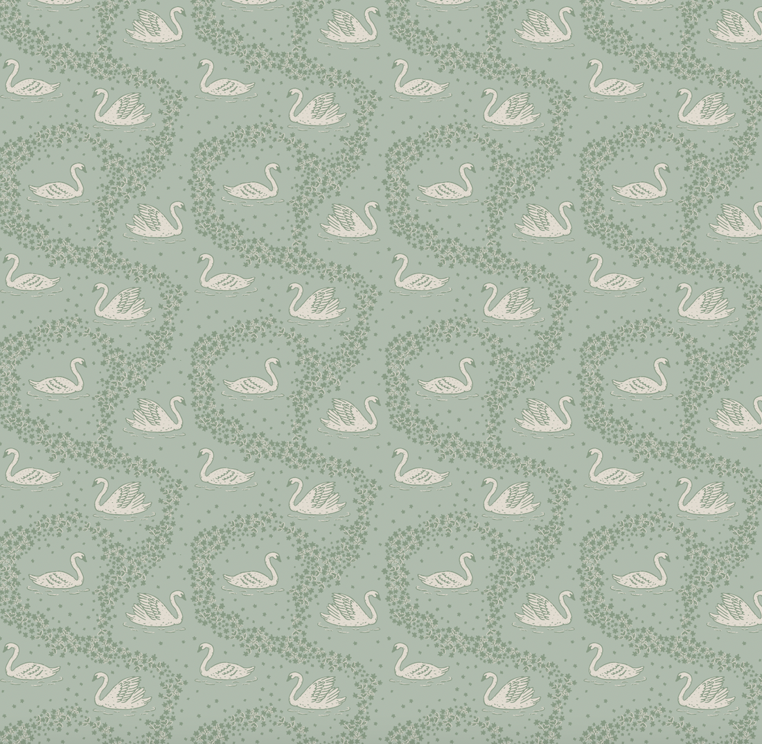Sav Bohemian Wallpaper in Mauve, Sage-Green & Blue-Grey