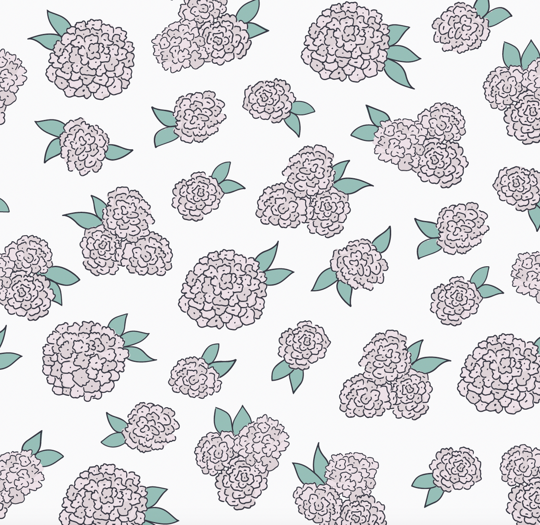 Halsey Floral Removable Wallpaper in Blue, Off-White, and Pale-Green