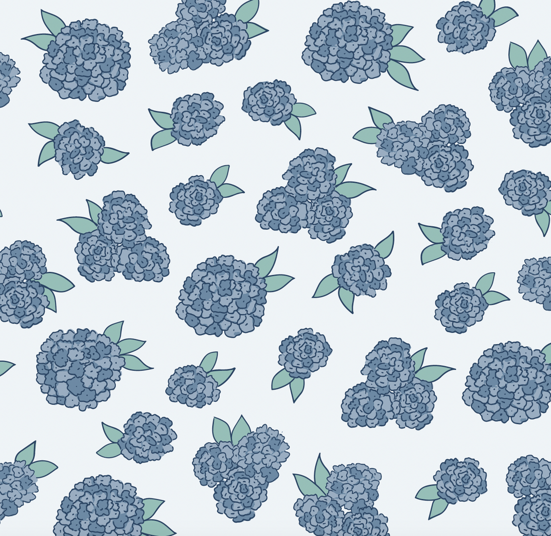 Halsey Floral Removable Wallpaper in Blue, Off-White, and Pale-Green