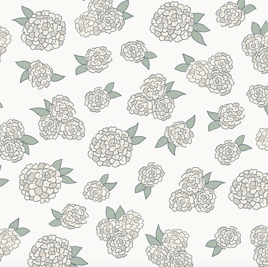 Halsey Floral Removable Wallpaper in Blue, Off-White, and Pale-Green