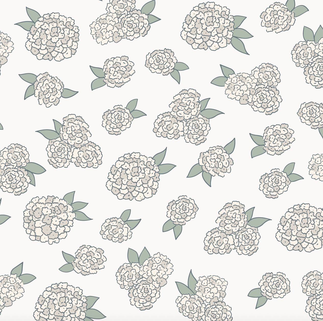 Halsey Floral Removable Wallpaper in Blue, Off-White, and Pale-Green