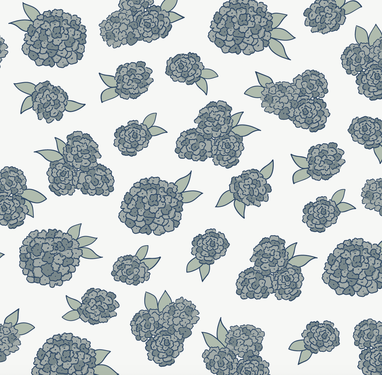 Halsey Floral Removable Wallpaper in Blue, Off-White, and Pale-Green