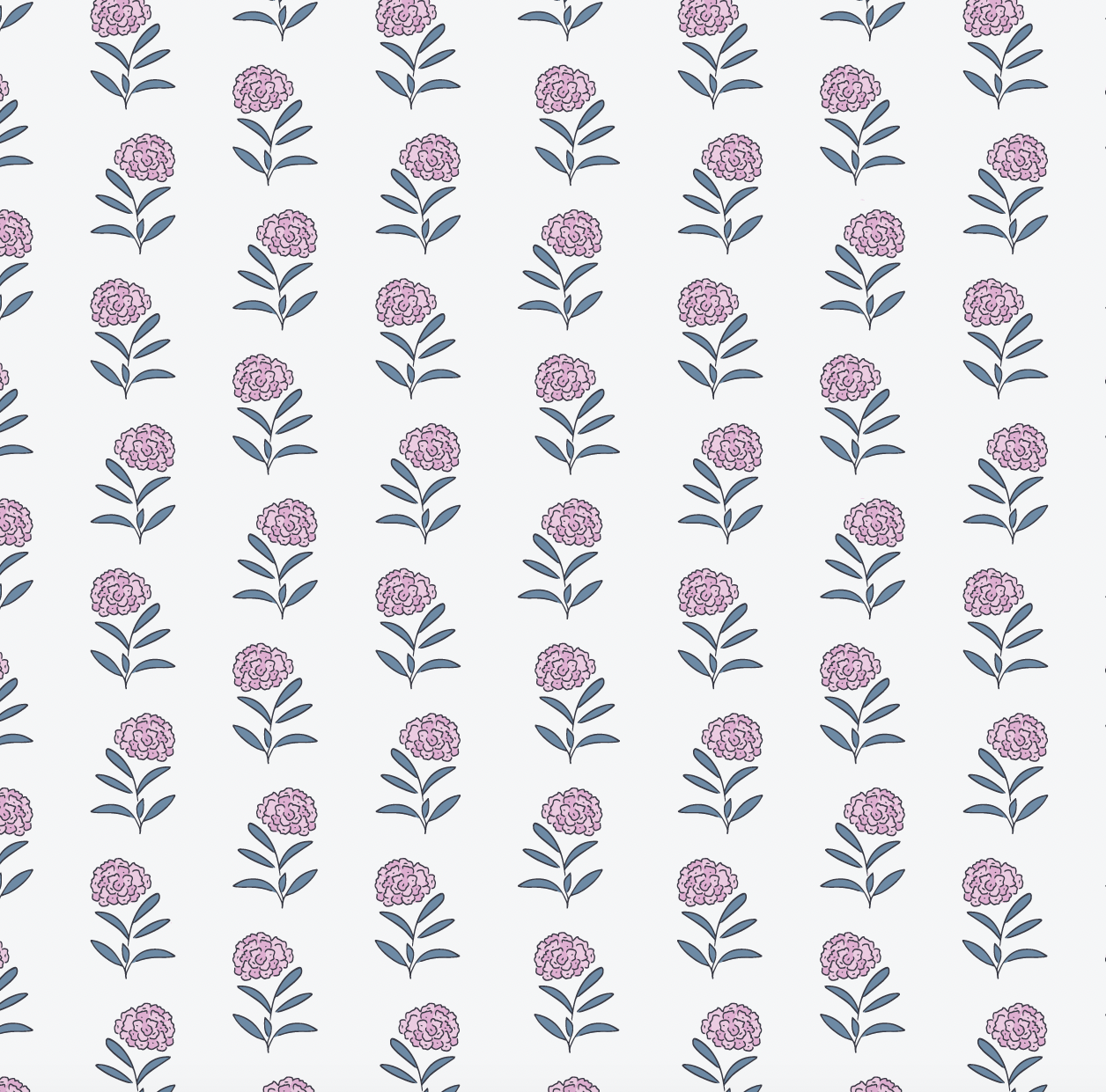 Harriet Floral Wallpaper in White and Blue Cottagecore Style