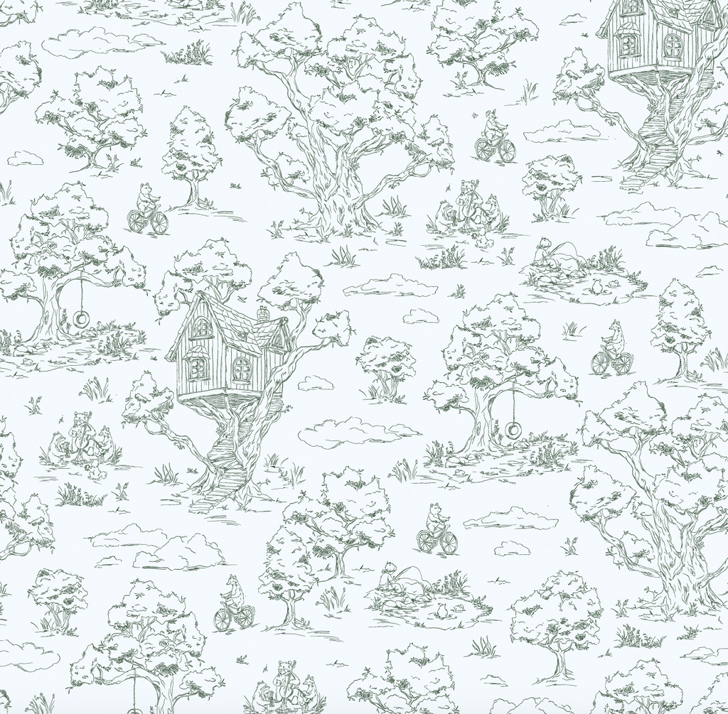 Wyatt Whimsical Wallpaper in White, Blue and Pink