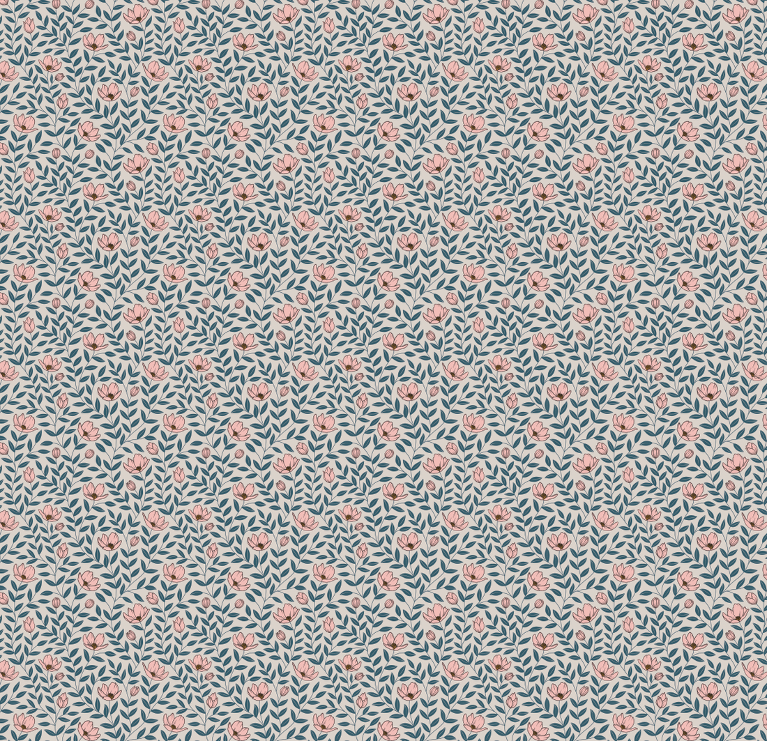 Eliana Floral Wallpaper Sage Green Cottagecore Wall Decor