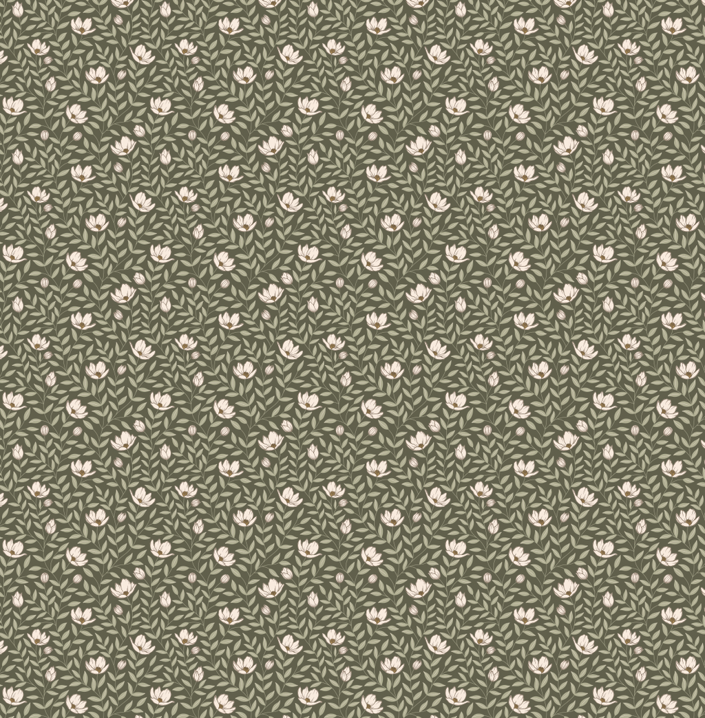 Eliana Floral Wallpaper Sage Green Cottagecore Wall Decor