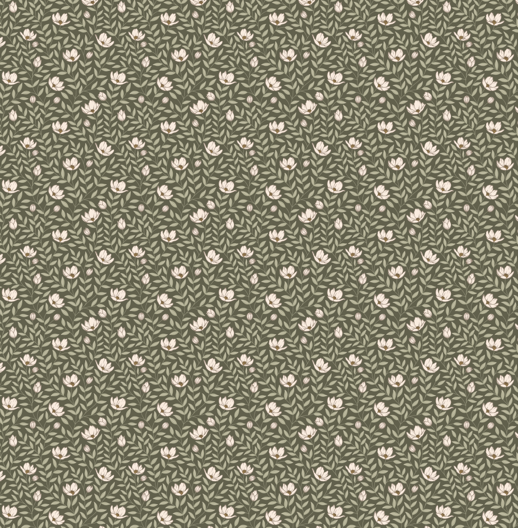 Eliana Floral Wallpaper Sage Green Cottagecore Wall Decor
