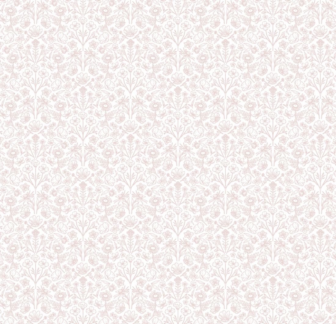 Junie Floral Removable Wallpaper in White and Pale Pink