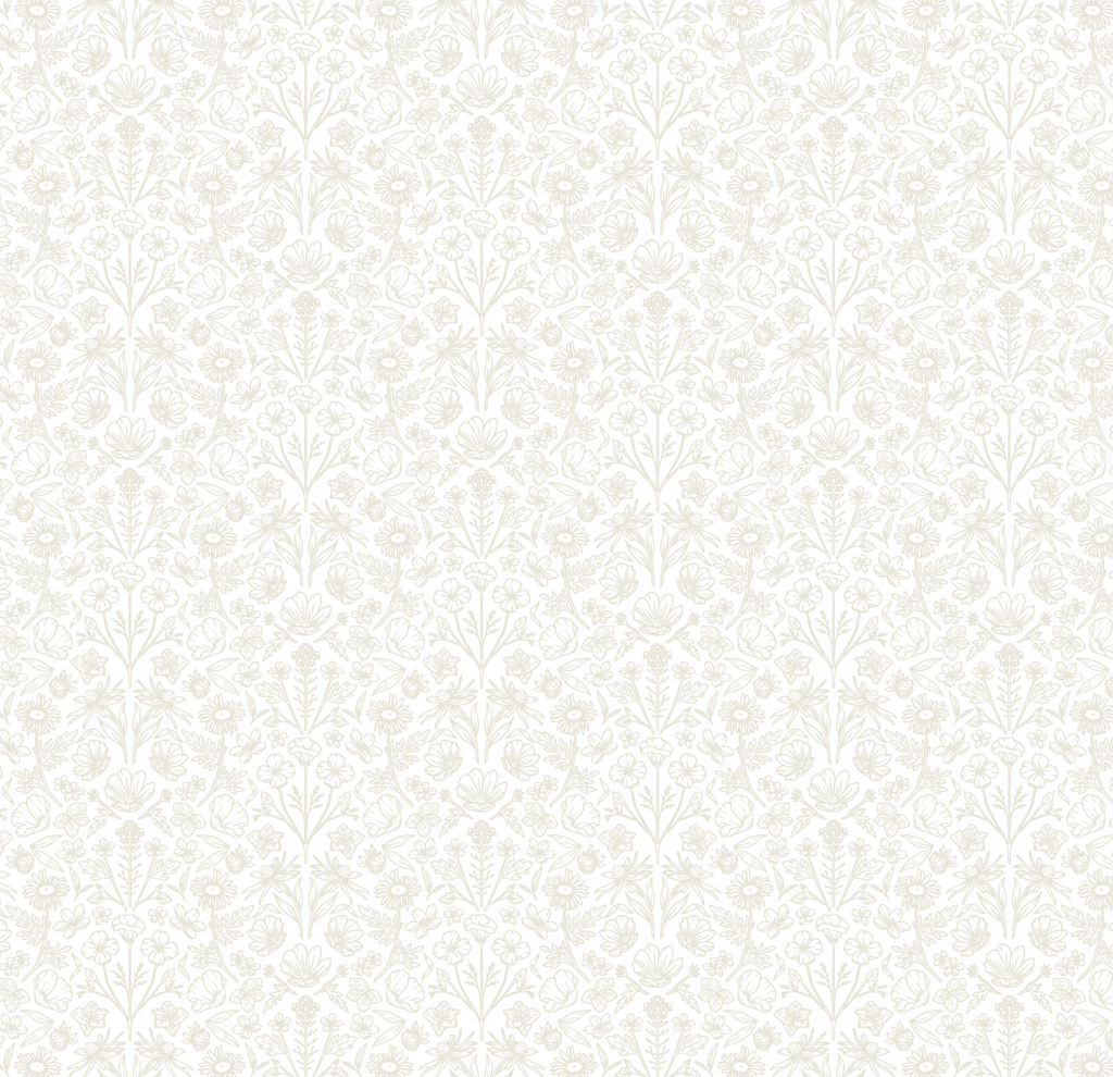 Junie Floral Removable Wallpaper in White and Pale Pink