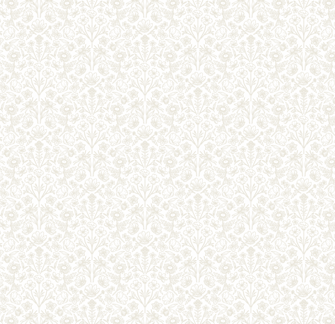 Junie Floral Removable Wallpaper in White and Pale Pink