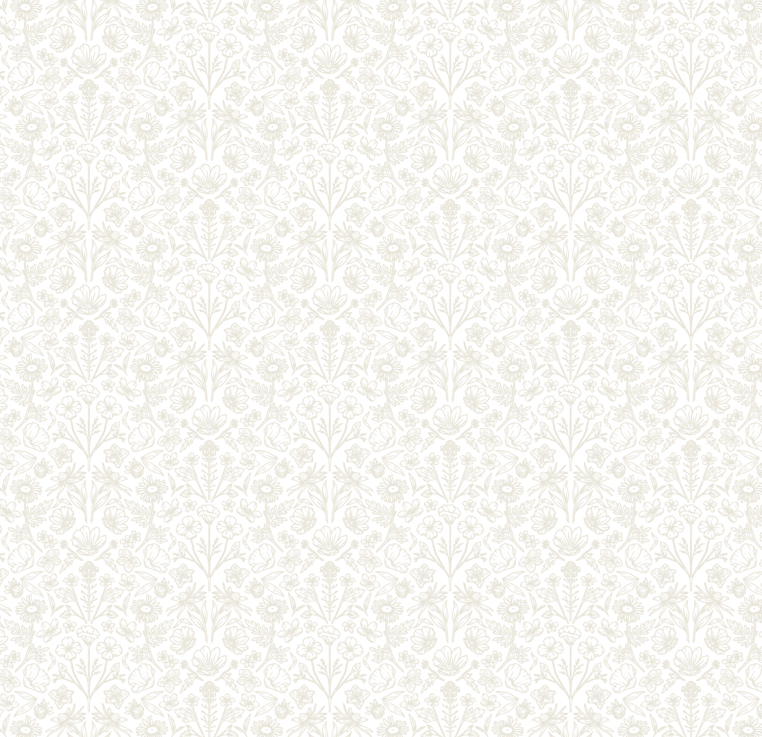 Junie Floral Removable Wallpaper in White and Pale Pink