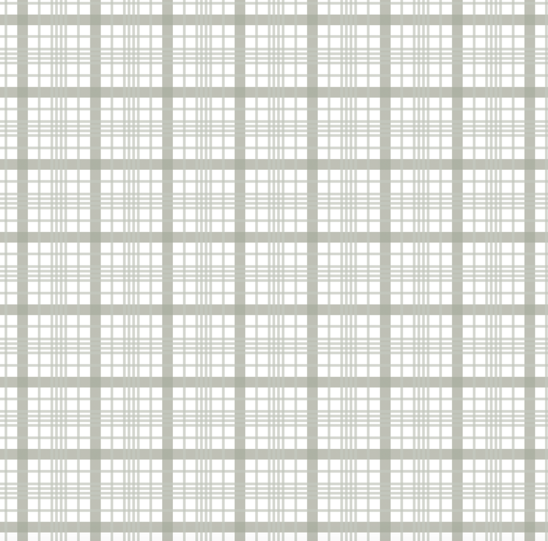 Henry Plaid Removable Wallpaper in White, Sage-Green, and Tan
