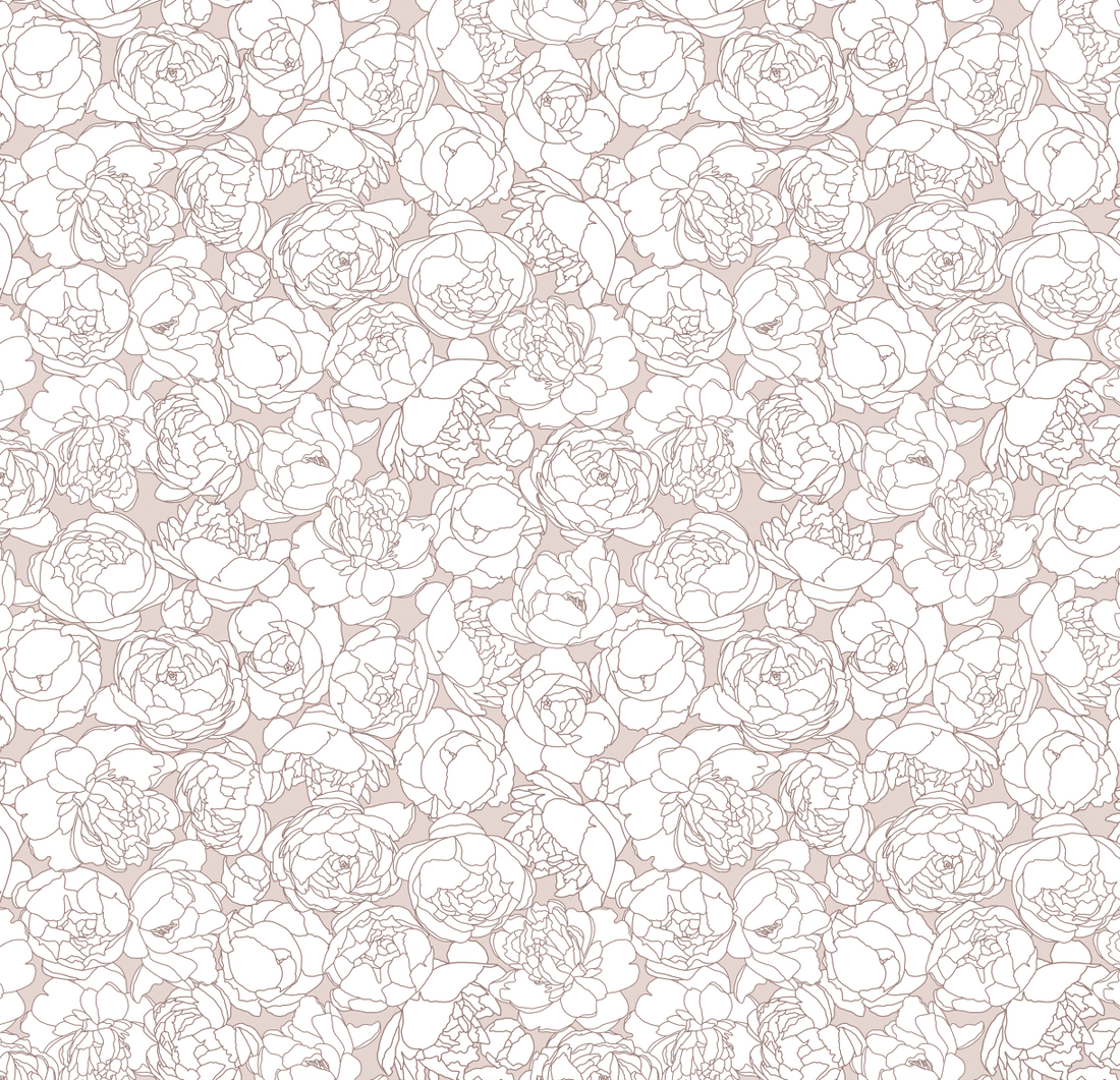 Suri Minimalist Floral Wallpaper in Blush-Pink and Grey