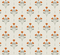 Liv Floral Removable Wallpaper in Orange, Green, and Cream