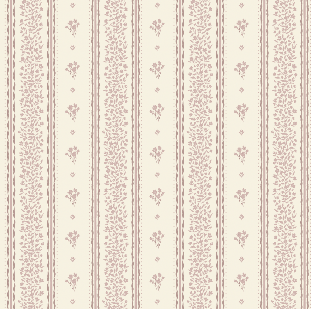 Lyla Striped Wallpaper in Burgundy, Blue, and Cream