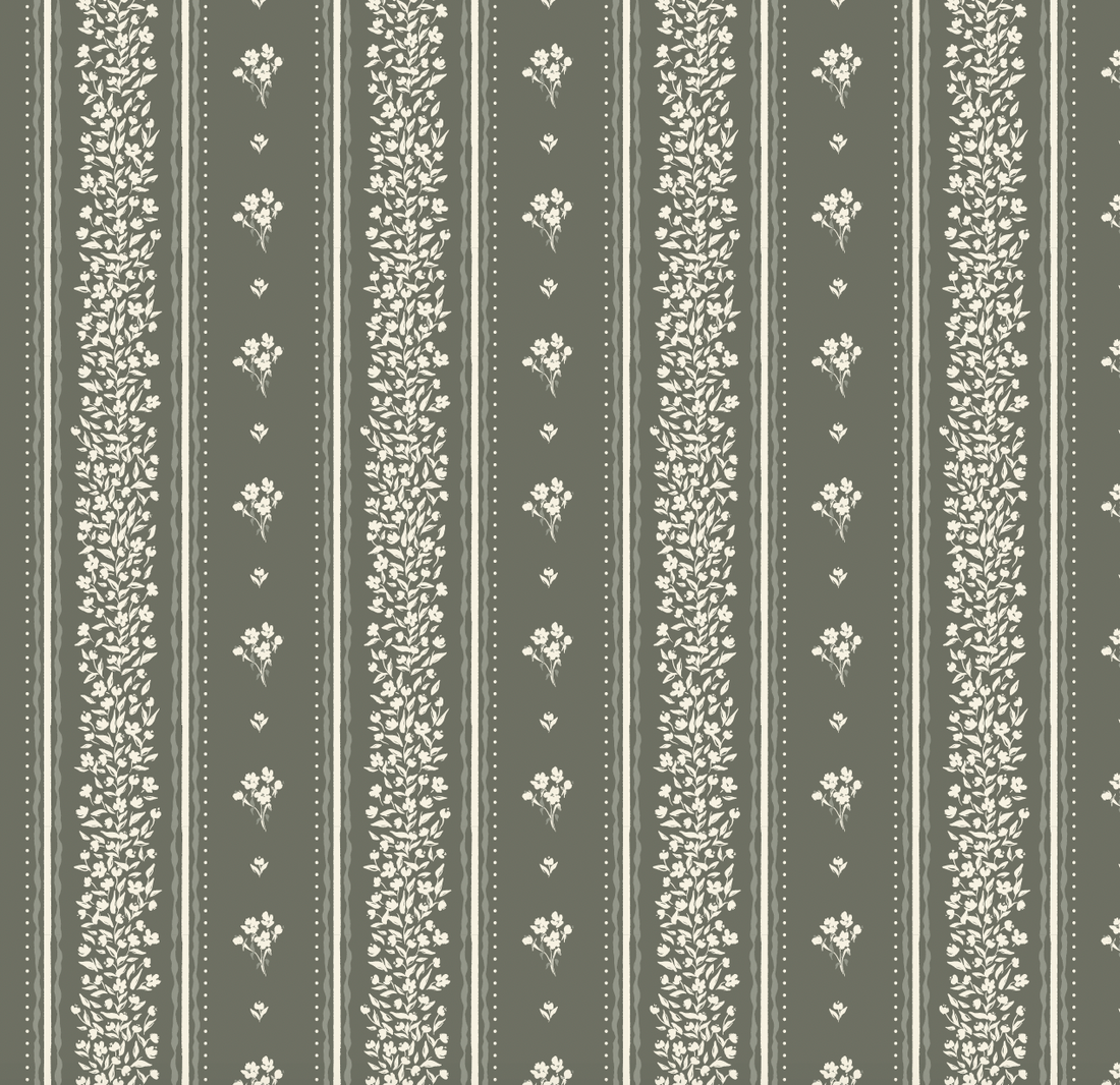 Lyla Striped Wallpaper in Burgundy, Blue, and Cream