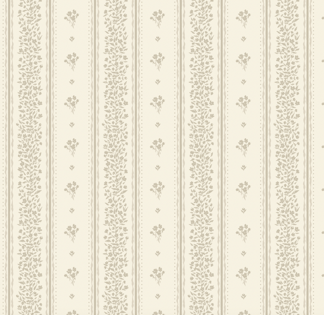 Lyla Striped Wallpaper in Burgundy, Blue, and Cream