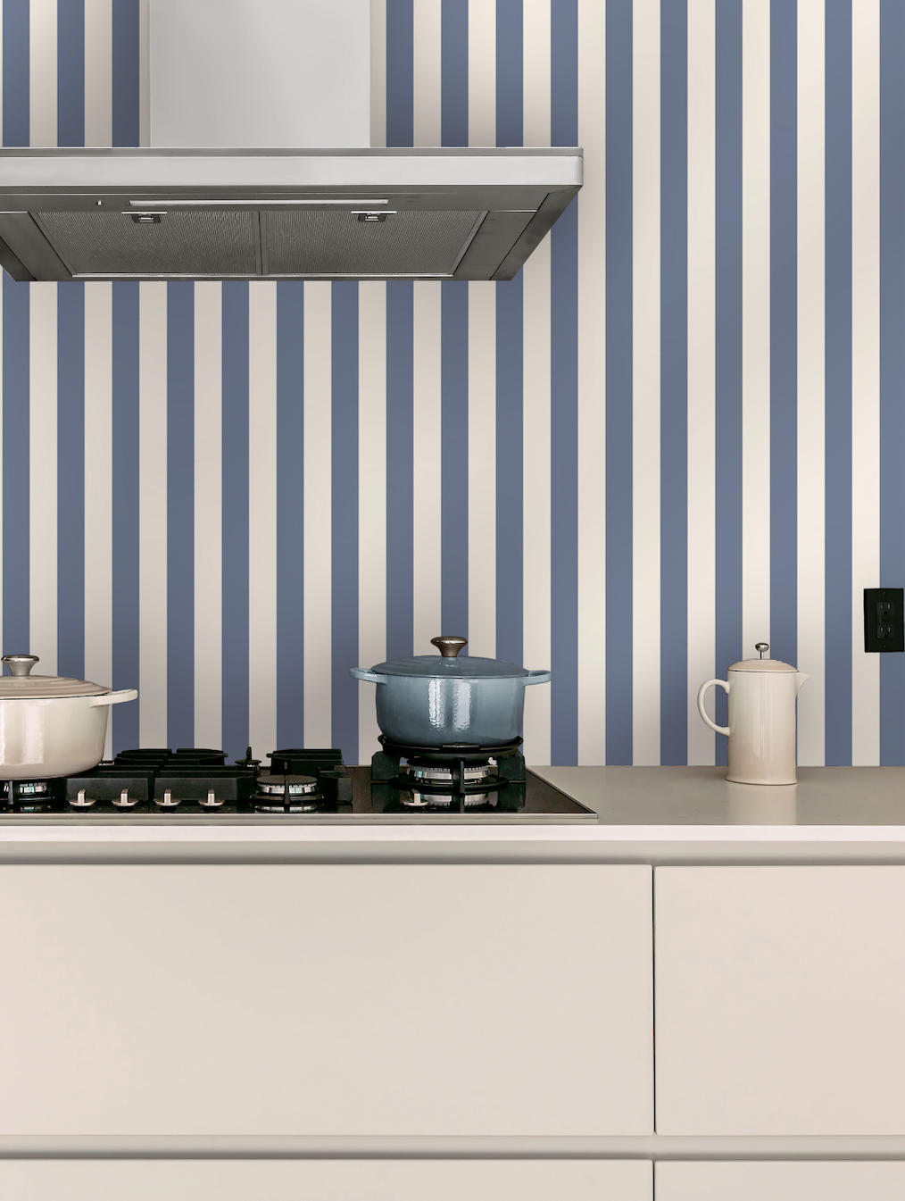 Atlas Striped Removable Wallpaper in Beige and White
