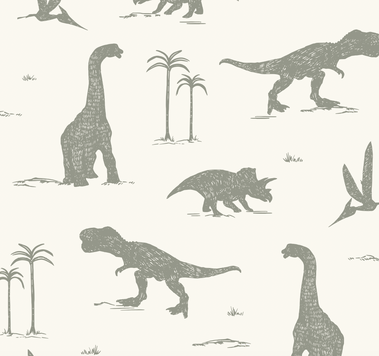 Arlo Whimsical Wallpaper in Sage-Green and Off-White