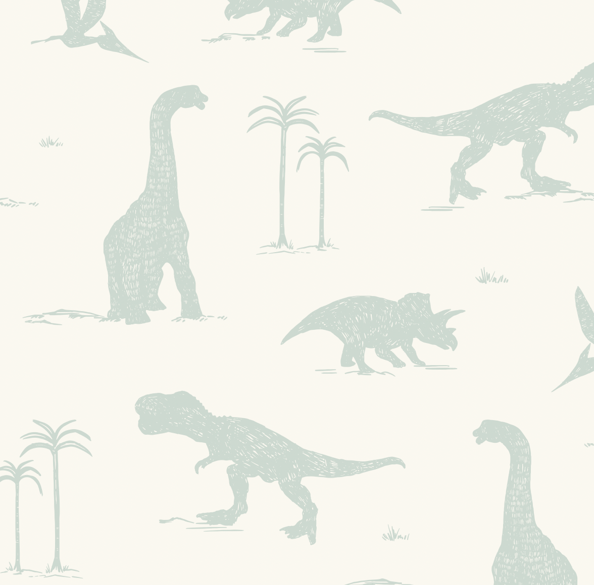 Arlo Whimsical Wallpaper in Sage-Green and Off-White