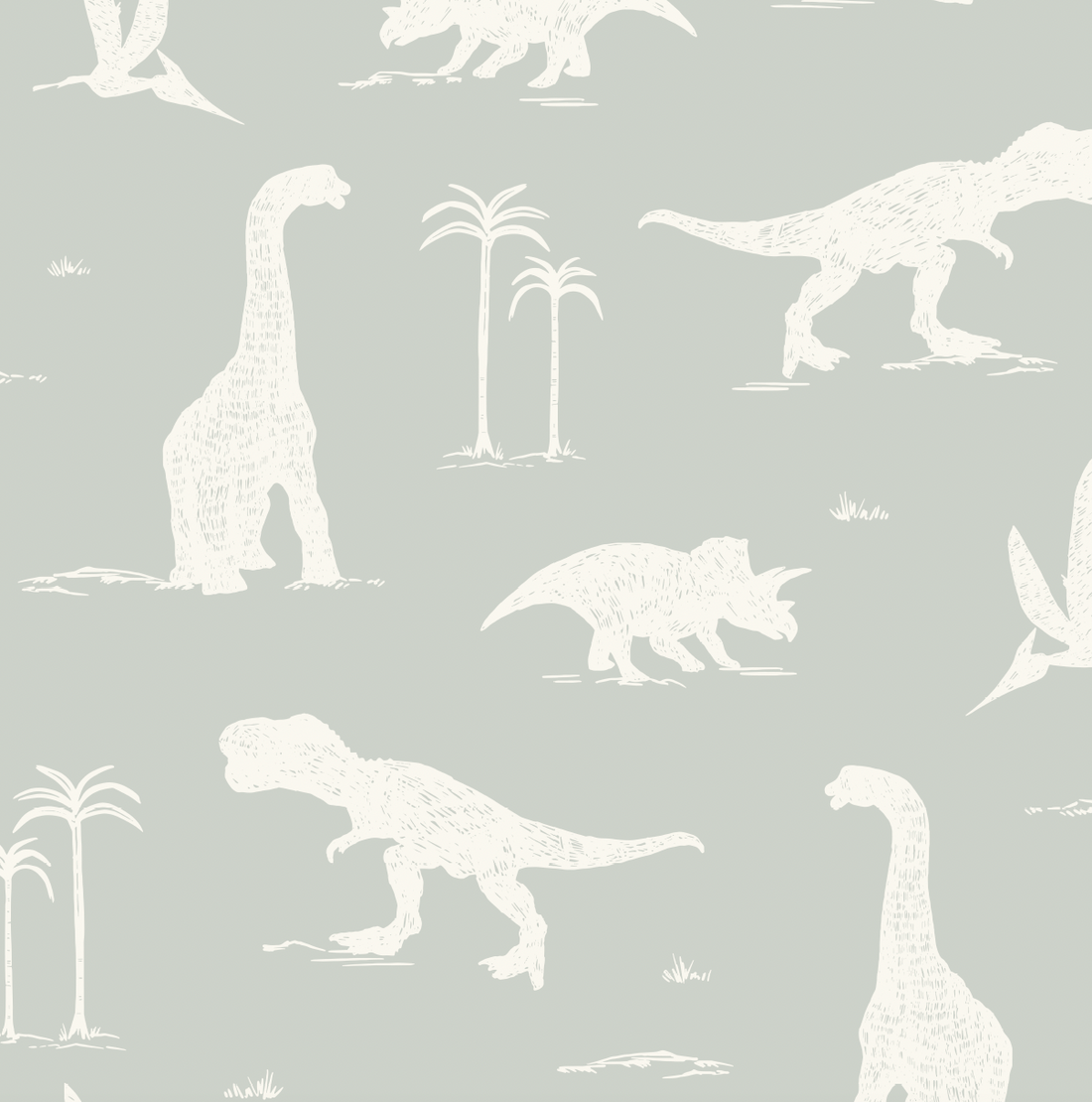 Arlo Whimsical Wallpaper in Sage-Green and Off-White