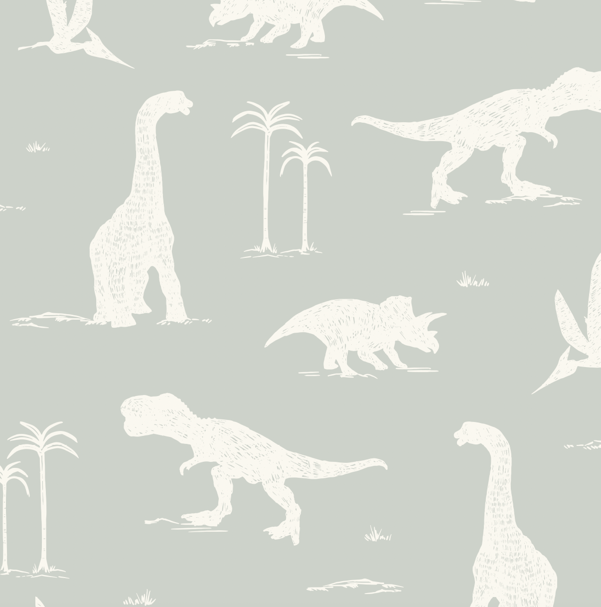 Arlo Whimsical Wallpaper in Sage-Green and Off-White