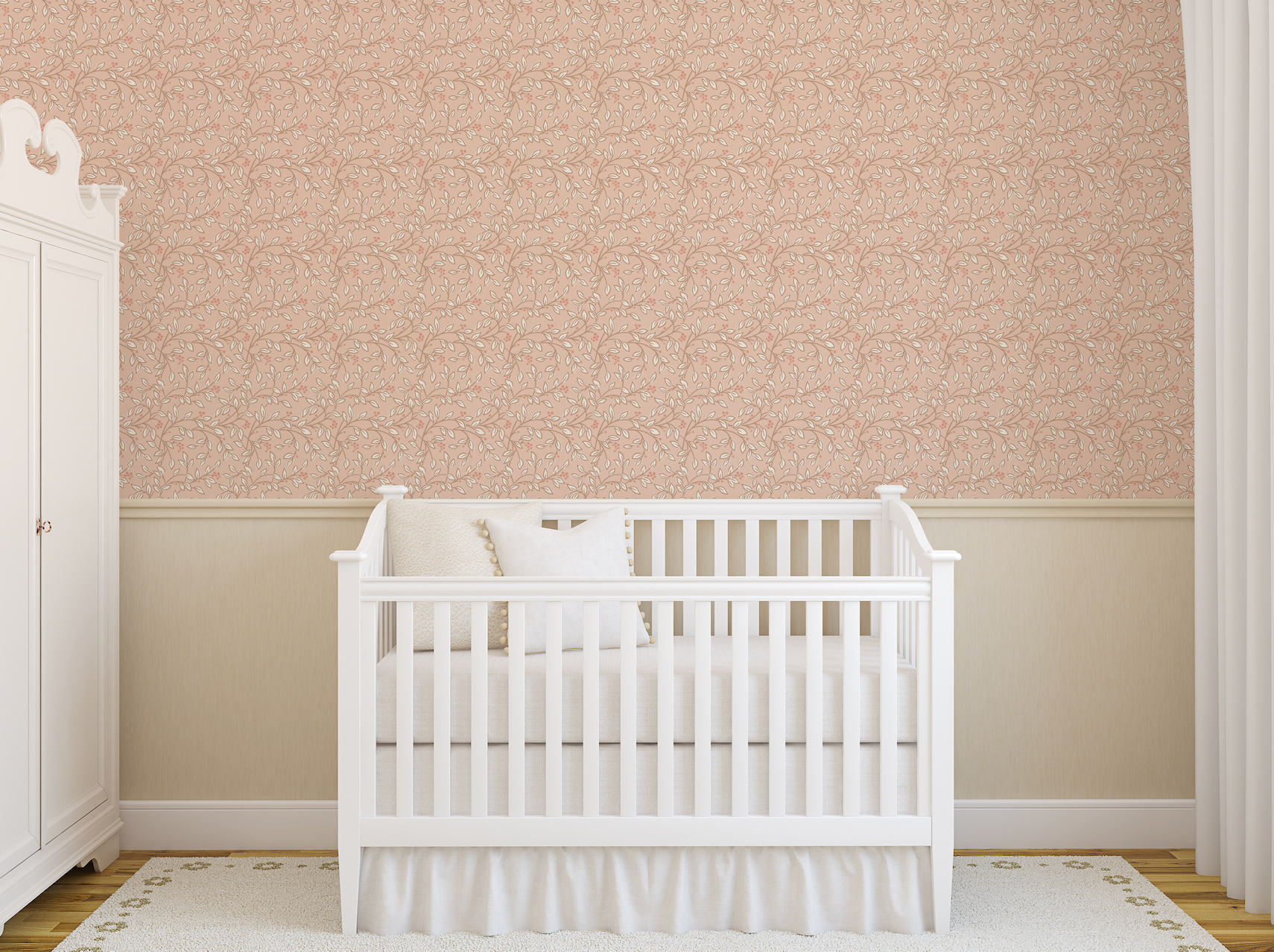 Peyton Floral Wallpaper in Light-Blue and White