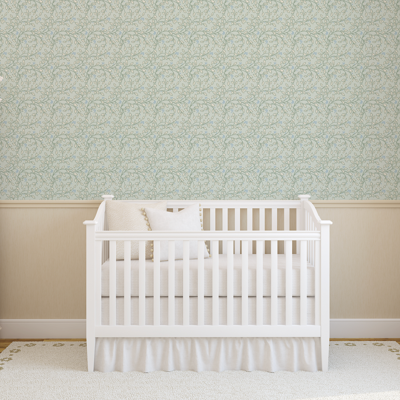 Peyton Floral Wallpaper in Light-Blue and White
