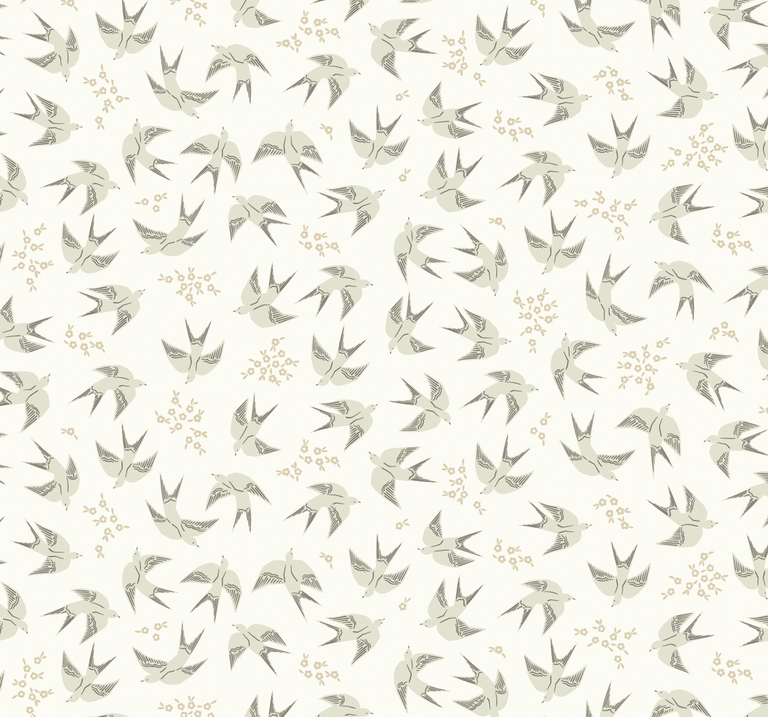 Piers Wallpaper in Beige, Sage-Green & White - Bohemian Design