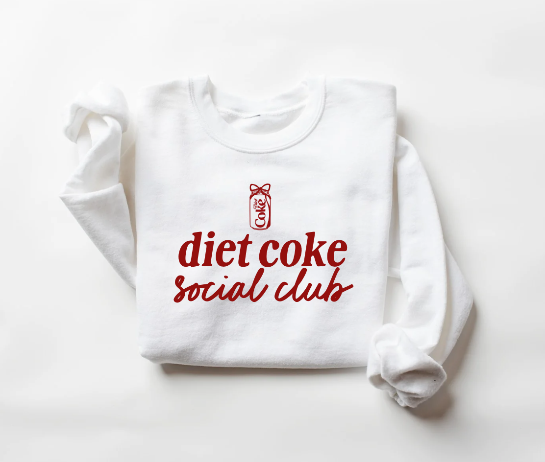 White Diet Coke Social Club graphic pullover with crew neck
