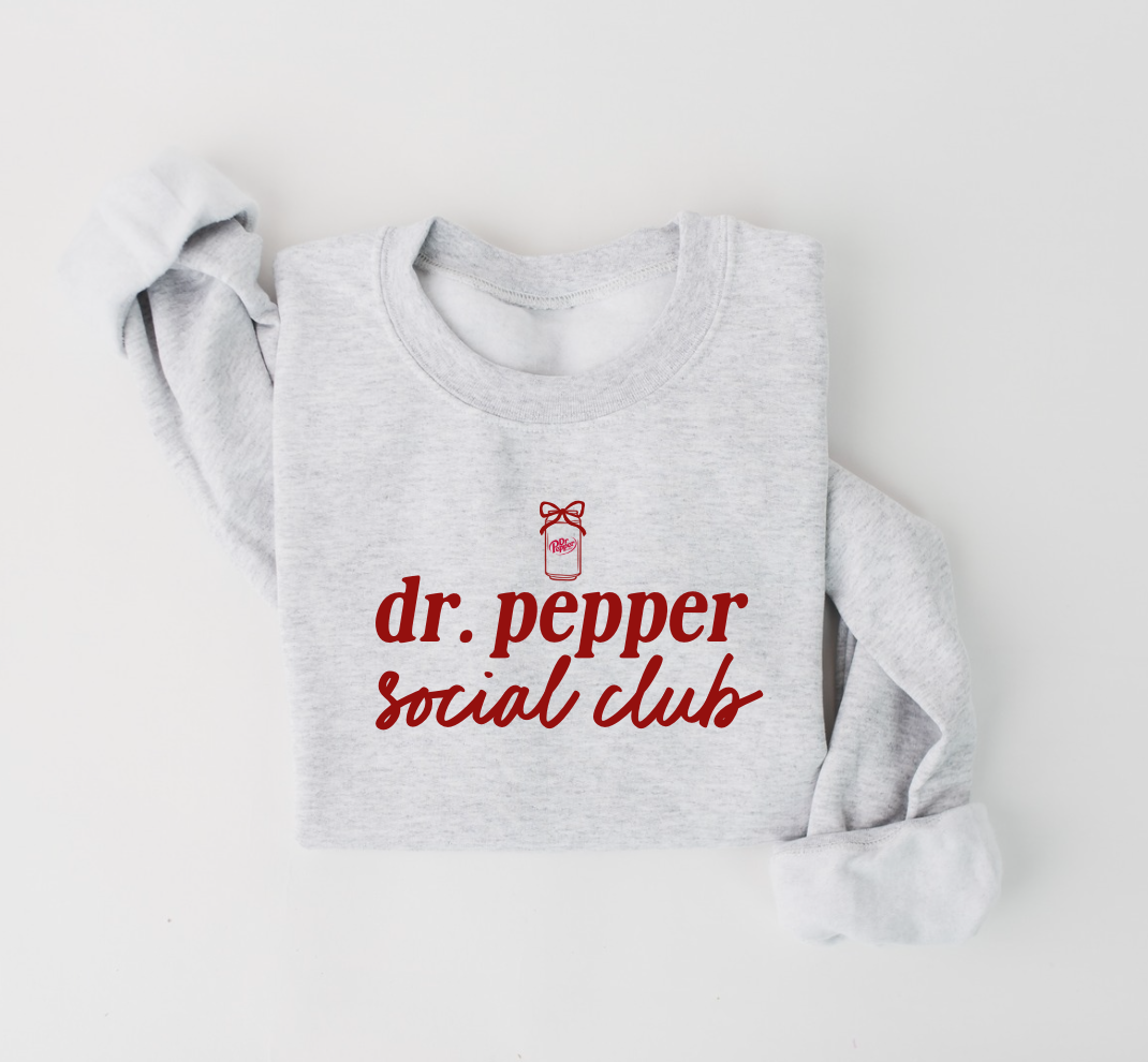 Dr. Pepper Social Club graphic pullover in grey or red