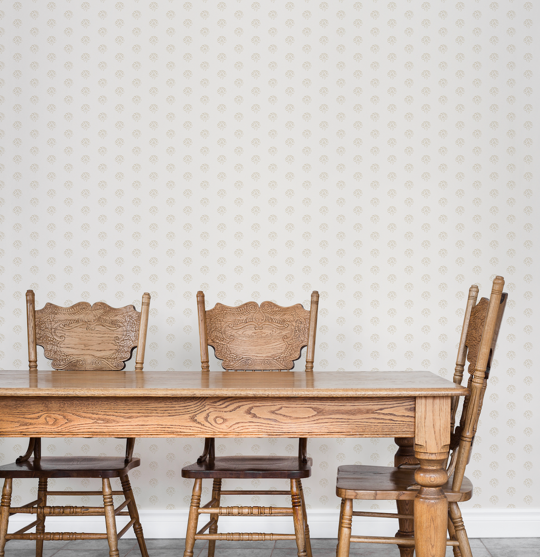 Hartley Wallpaper in Green, Blue, White & Cream - Traditional