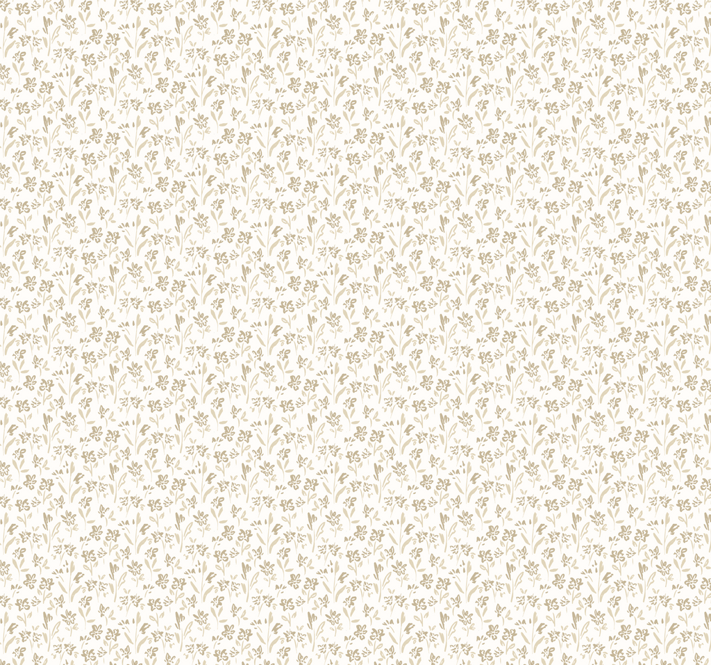 Romie Floral Wallpaper in Blue, White & Beige - Cottagecore Style