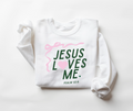 Jesus Loves Me Ribbon Graphic Adult Sweatshirt - Relaxed Fit