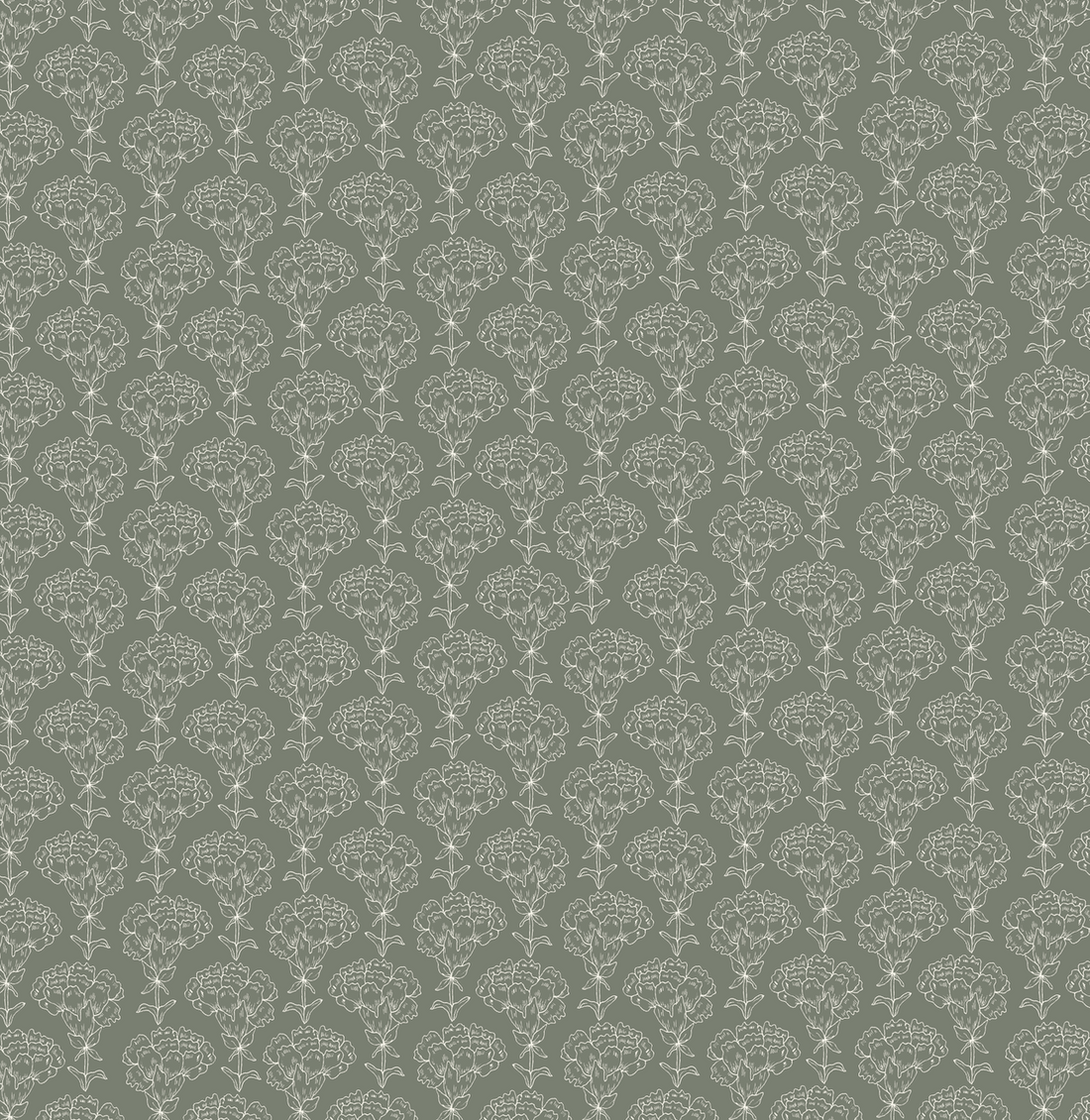 Calista Sage Green and Off-White Floral Removable Wallpaper