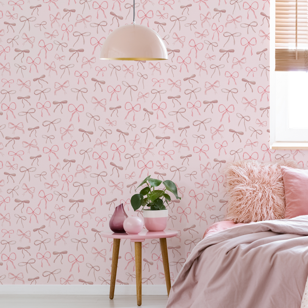 Persephone Whimsical Romantic Wallpaper in Pink and White