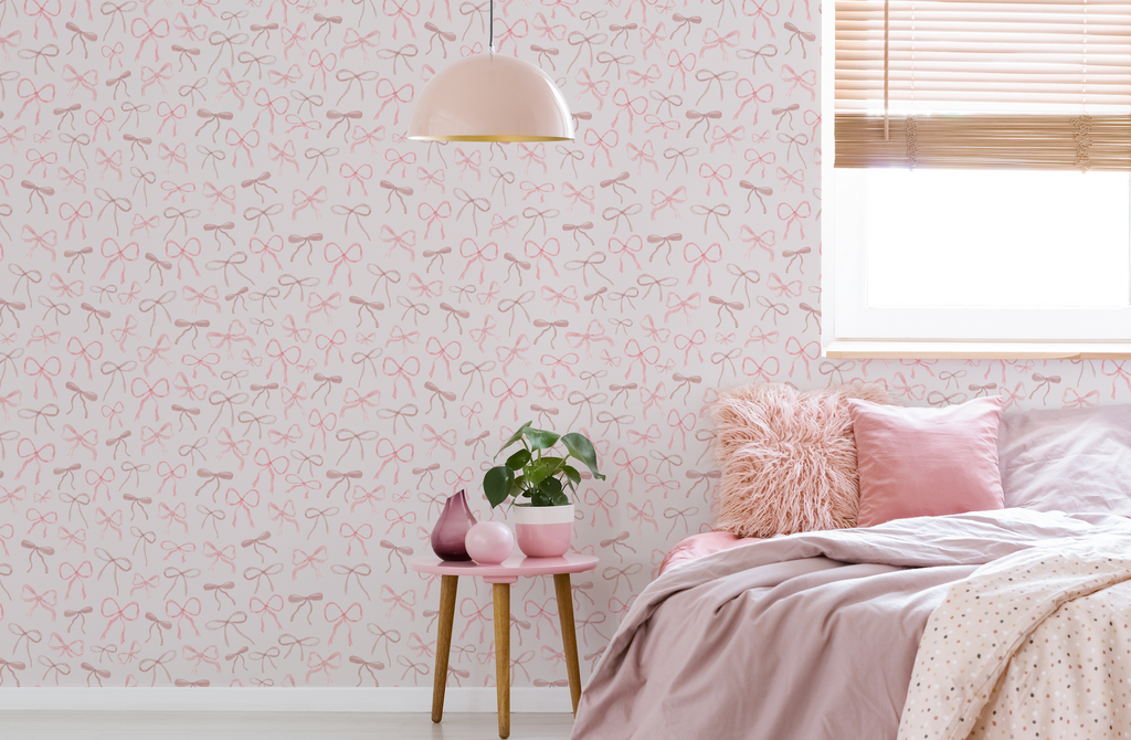 Persephone Whimsical Romantic Wallpaper in Pink and White