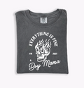 Women's charcoal and white graphic tee with 'Everything is Fine - I'm Just a Boy Mama' text.