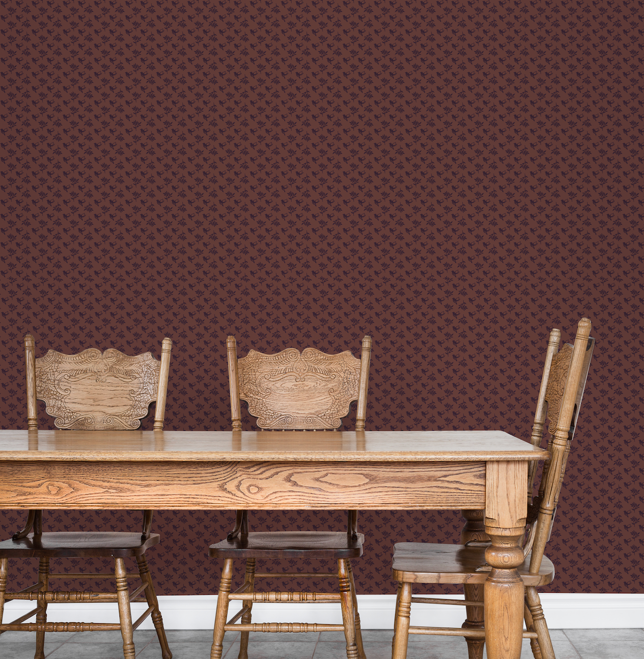Scout traditional wallpaper in brown and dark brown